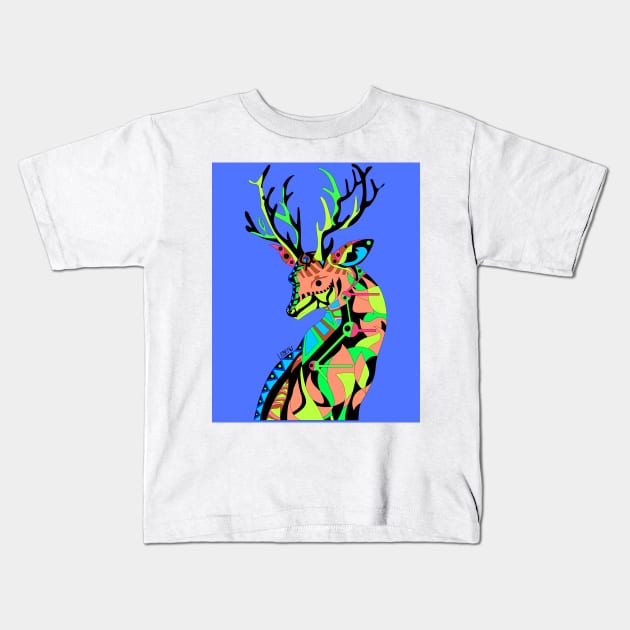 mexican reindeer venado ecopop in totonac patterns art Kids T-Shirt by jorge_lebeau